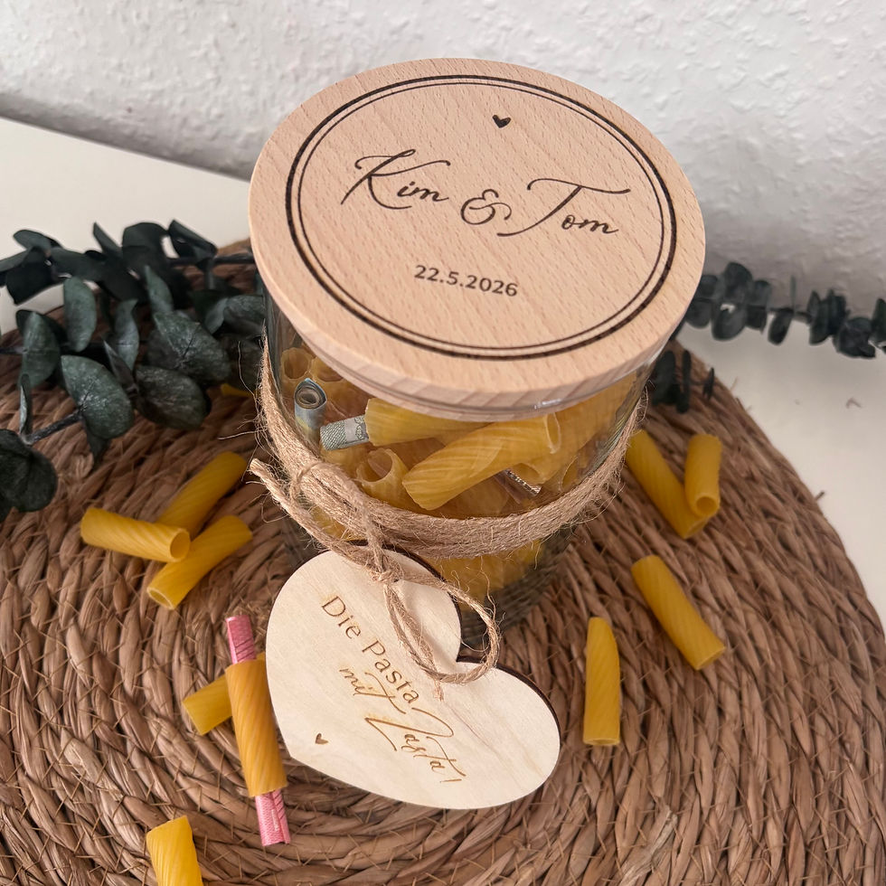 Miniaturbild: Pasta mit Zasta - Vorratsglas "Geldgeschenk Hochzeit" mit Herzanhänger