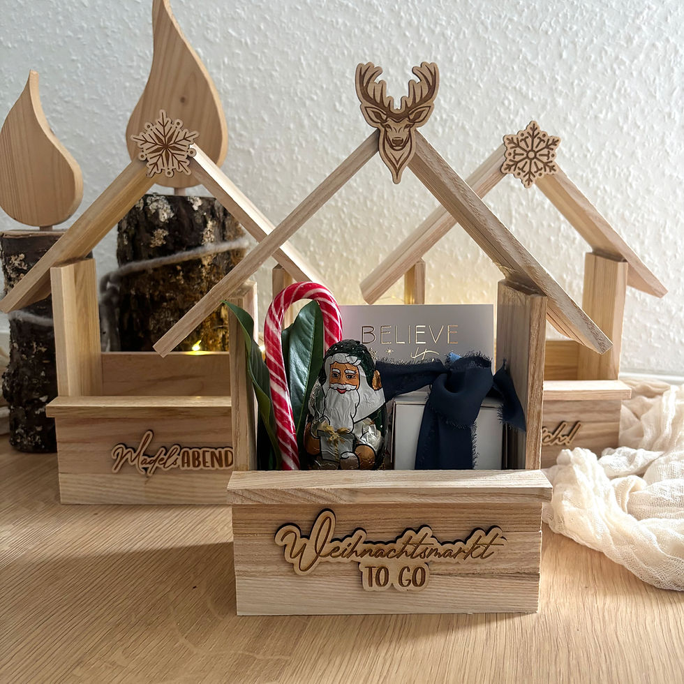 Miniaturbild: Geschenkverpackung "Weihnachtsmarkt to go" Holzhäuschen