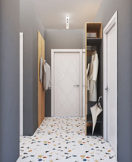 Интериор на антре в сиво