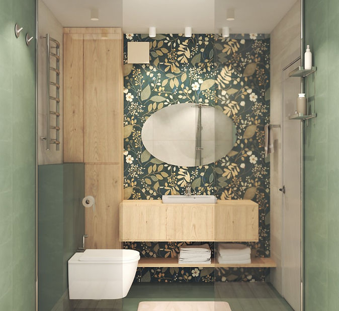 Интериор на баня в зелено