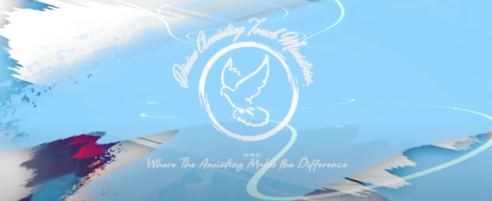 "B,ue Official logo of Divine Anointing Touch Ministries featuring a Dove and olive branch."