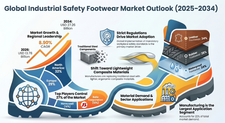 Industrial Safety Footwear Market Size, Workplace Protection Demand and Growth Forecast 2026–2034