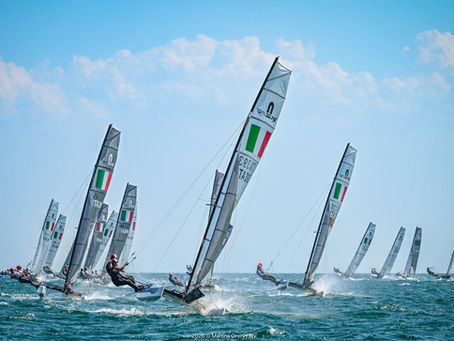 flotta di catamarani nacra 15 in regata