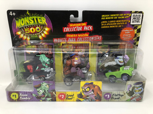 Monster 500 Zoom Zombie, Lead Foot, Flattop Frank Monster Cars