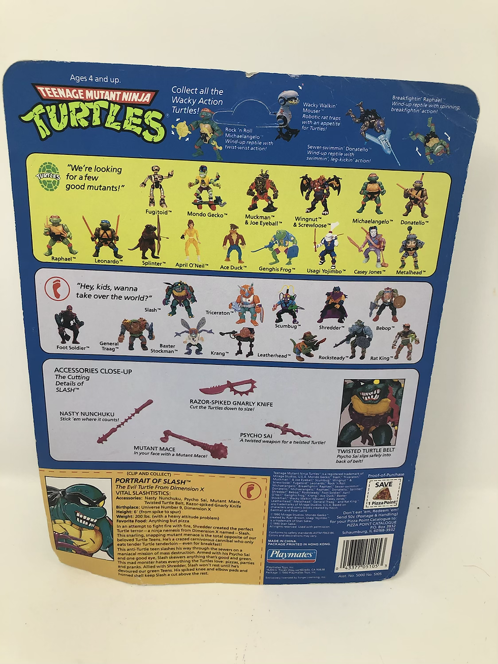 Thumbnail: Tmnt Teenage Mutant Ninja Turtles Slash 1990 Vintage Playmates 