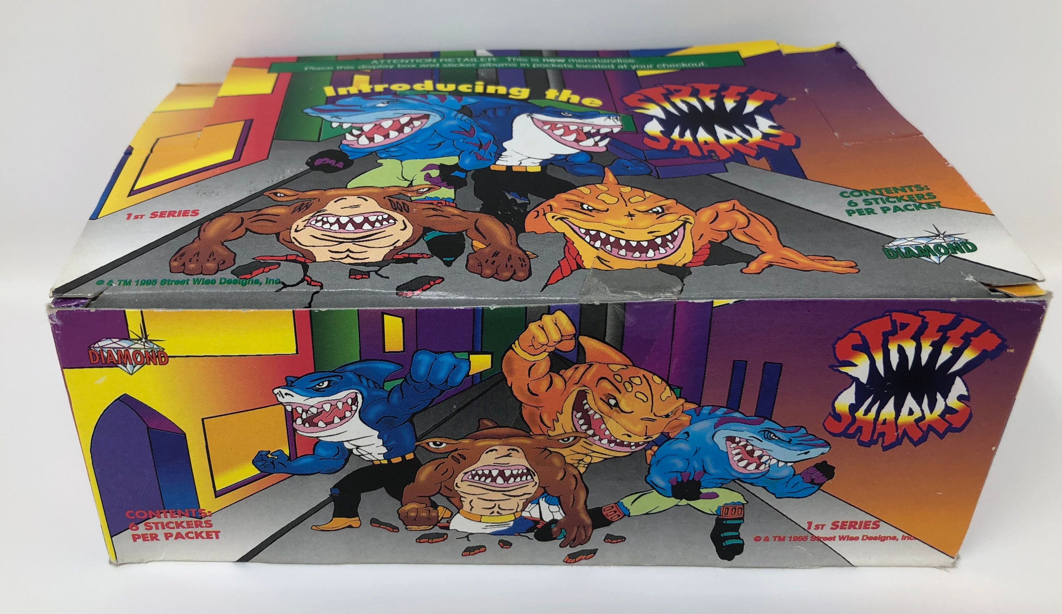 Street Sharks case of sticker packets 1995 Diamond Select