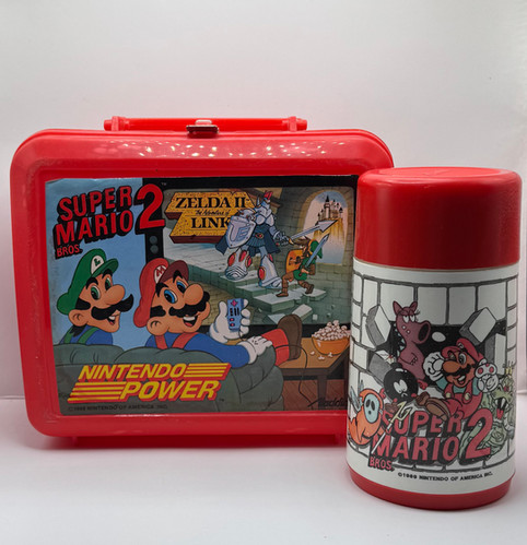 Aladdin Super Mario bros 2/Zelda 2 lunchbox W/ Thermos