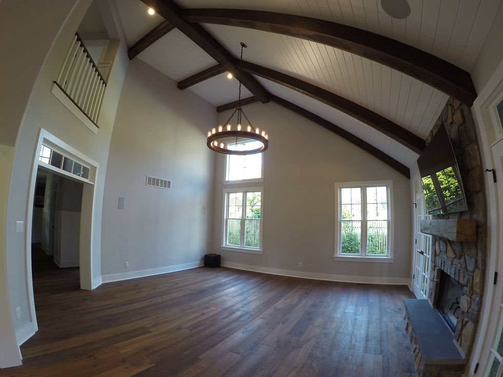 Family Room with Custom Ceiling Beam