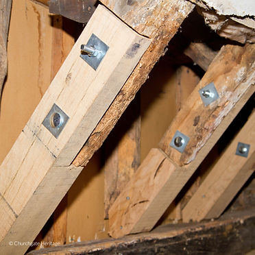 Old rotten oak rafter repair