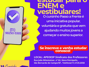VENHA ESTUDAR GRATUITAMENTE PARA O ENEM E VESTIBULARES!