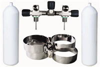 BTS 20 Litre 230 Bar DIN Steel Cylinder Twin Set with Isolation Manifold &