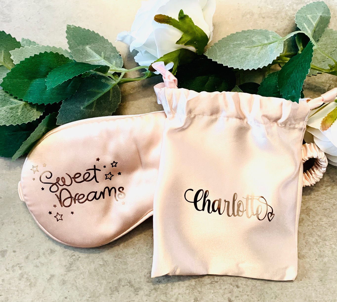 Personalised Luxury Silk Eye Mask with Personalised Pouch