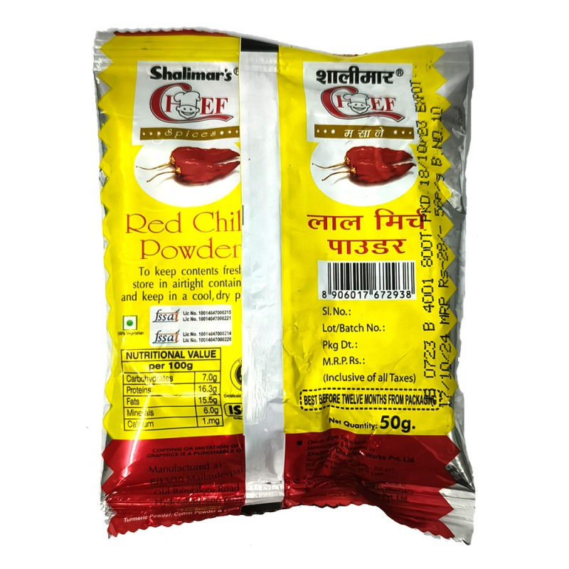 Thumbnail: CHEF SPICES RED CHILLI POWDER 50GM - PACK OF 10