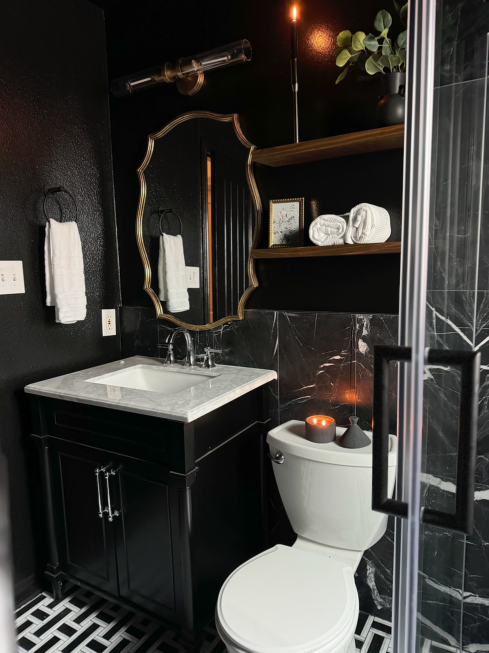 After – Modern Black Bathroom Remodel in Houston Heights