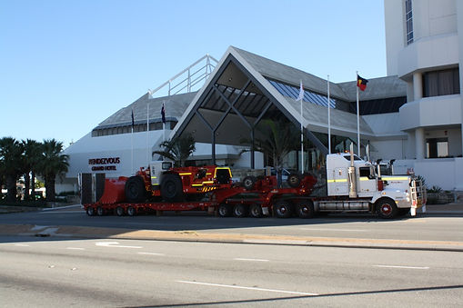 Transport Combined Logistics Hazelmere Perth Western Australia Scarborough underground mining bogger front end loader oversize overmass low loader Sandvik