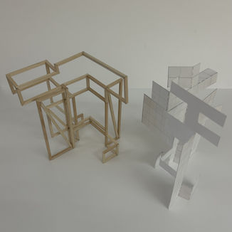 Side by Side of Paper and Wood Model