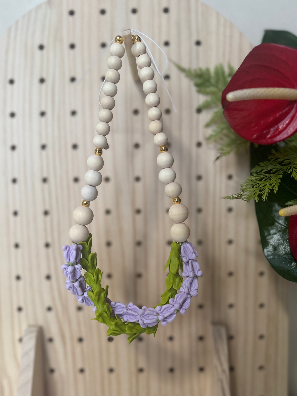 Thumbnail: Double Purple Crown and Pakalana with Wood Beads 