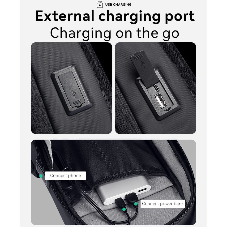 Küçük resim: Mark Ryden MR3998 USB Şarj Portlu Hardshell Omuz Sırt Göğüs Çantası