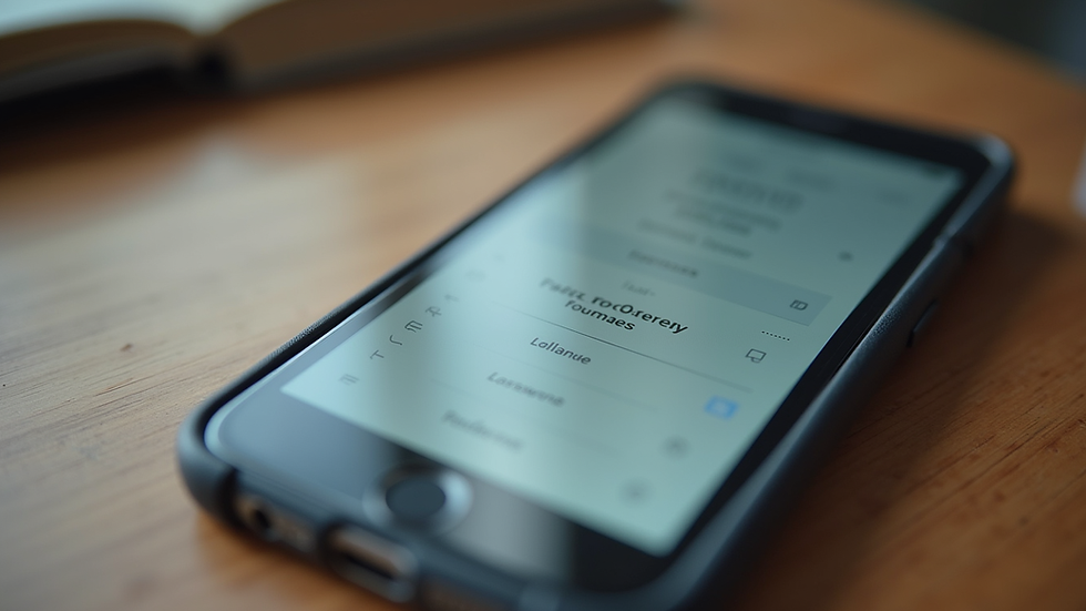 Close-up view of a smartphone displaying a French vocabulary app