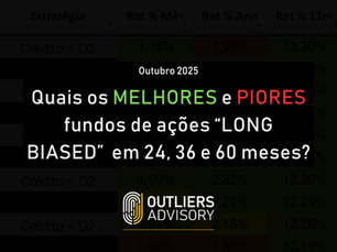 MELHORES E PIORES FUNDOS LONG BIASED EM OUTUBRO 2025