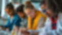 Students in a science class conducting an experiment