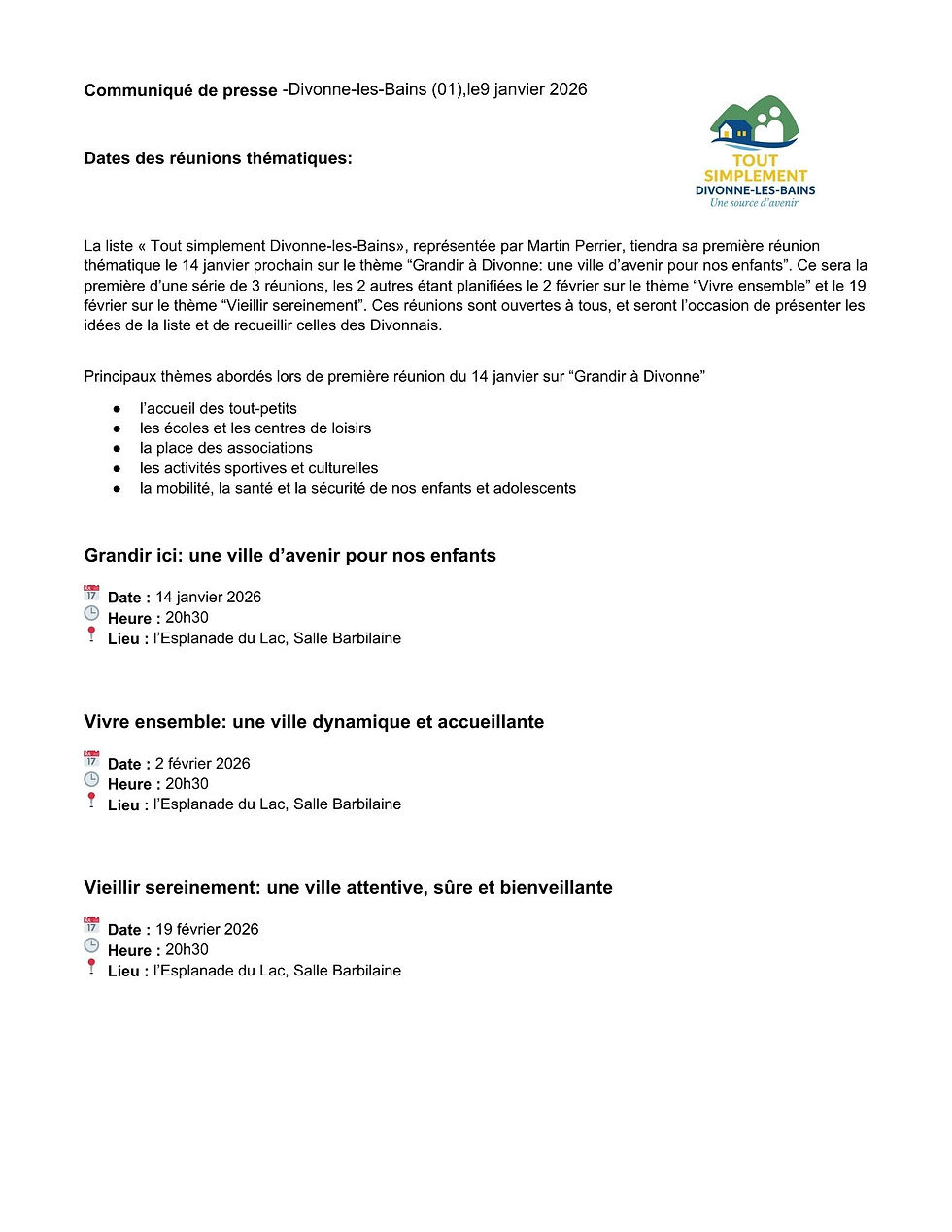 Communiqué de presse 09/01/2026