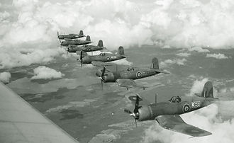 F4-U Corsairs flying over Maine in WW-2