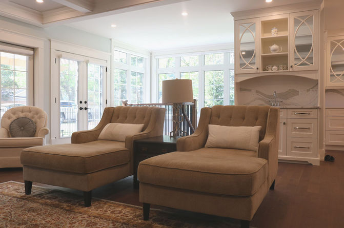 chaise lounge and coffee station