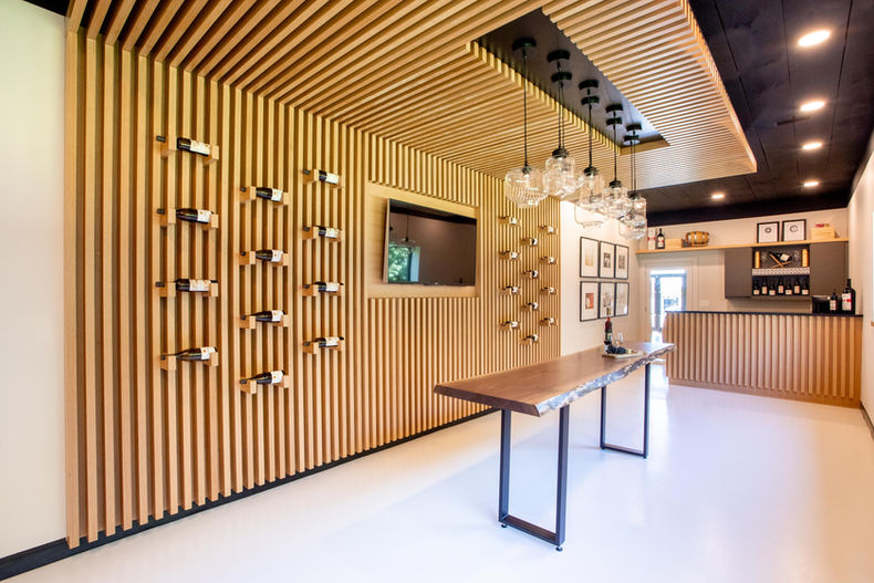 custom wood feature wall branding