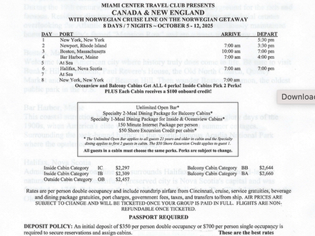 Miami Center Travel Club Information 