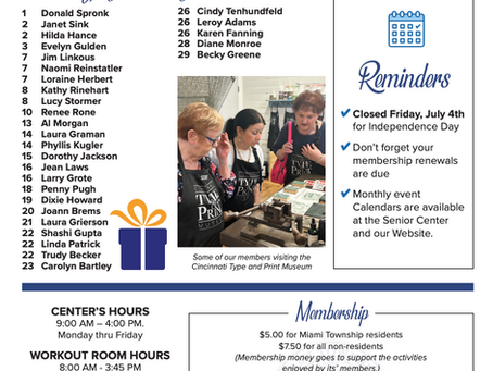 Senior Center Newsletter July 2025
