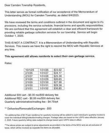 M.O.U. with Republic Services