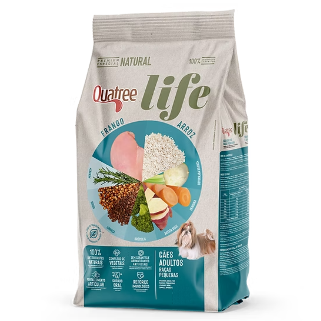 Quatree Life Cães Adultos Raças Pequenas Frango e Arroz 10,1kg
