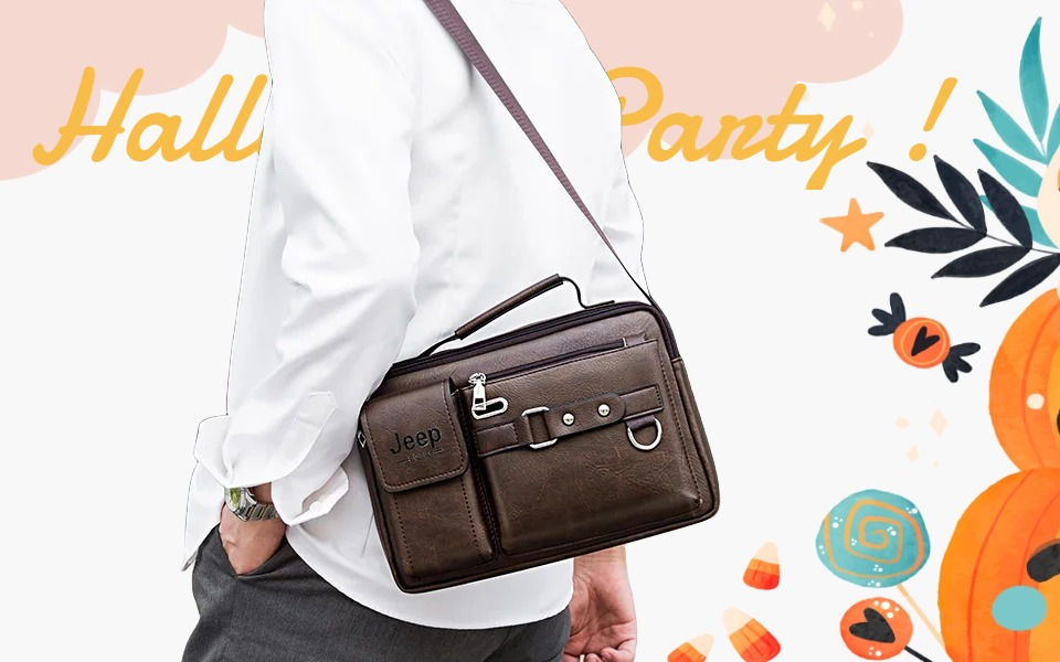 Thumbnail: JEEP BULUO Multi-function Business Handbags Men New Man's Shoulder Bag Large Cap