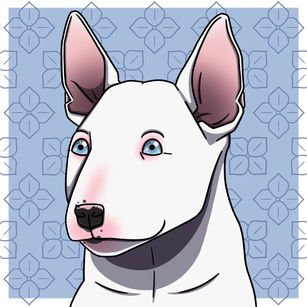 Bull Terrier with Hydrangea