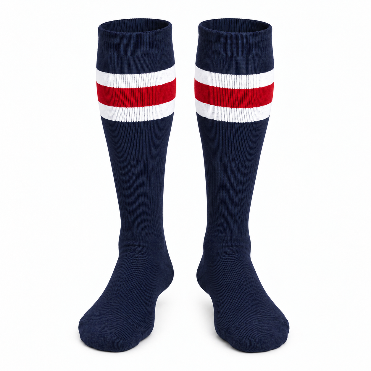 Navy Sock w/ White/Red strips