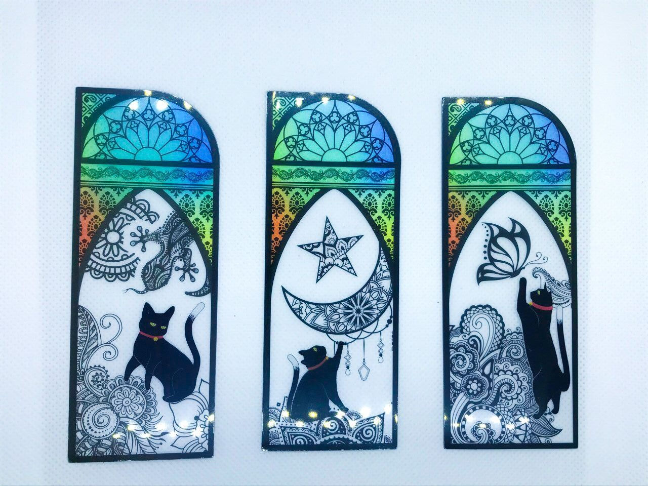 Stained glass cat bookmark