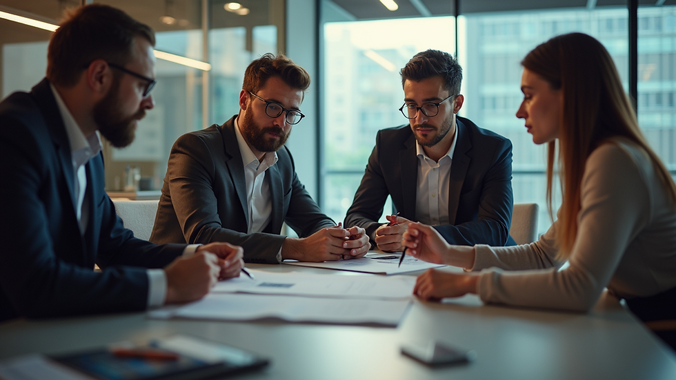 High angle view of a group of diverse professionals collaborating