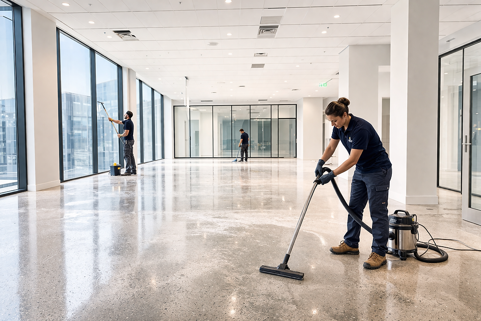 Post-construction cleaning service preparing site for final inspection in Melbourne