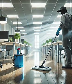 Professional Janitorial cleaning in a corporate office space setting