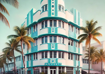 Beautiful Art Deco building im Miami Beach showcasing Architectural Style prevalent in the area