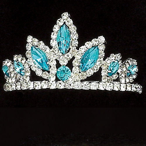 Thumbnail: Rhinestone with Color Tiara Turquoise Front View