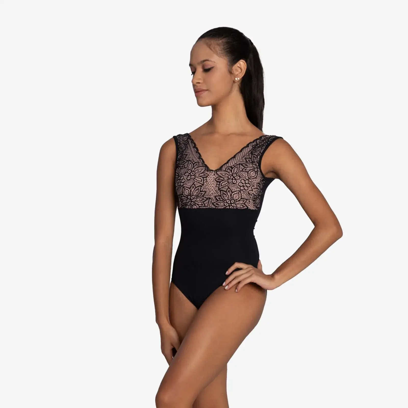 Bette Tank Leotard Black Front View