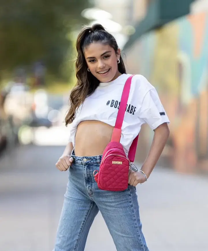 Thumbnail: On The Go Sling Bag Hot Pink Front View