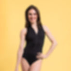 Honey Child Zip Front Leotard Black Front View