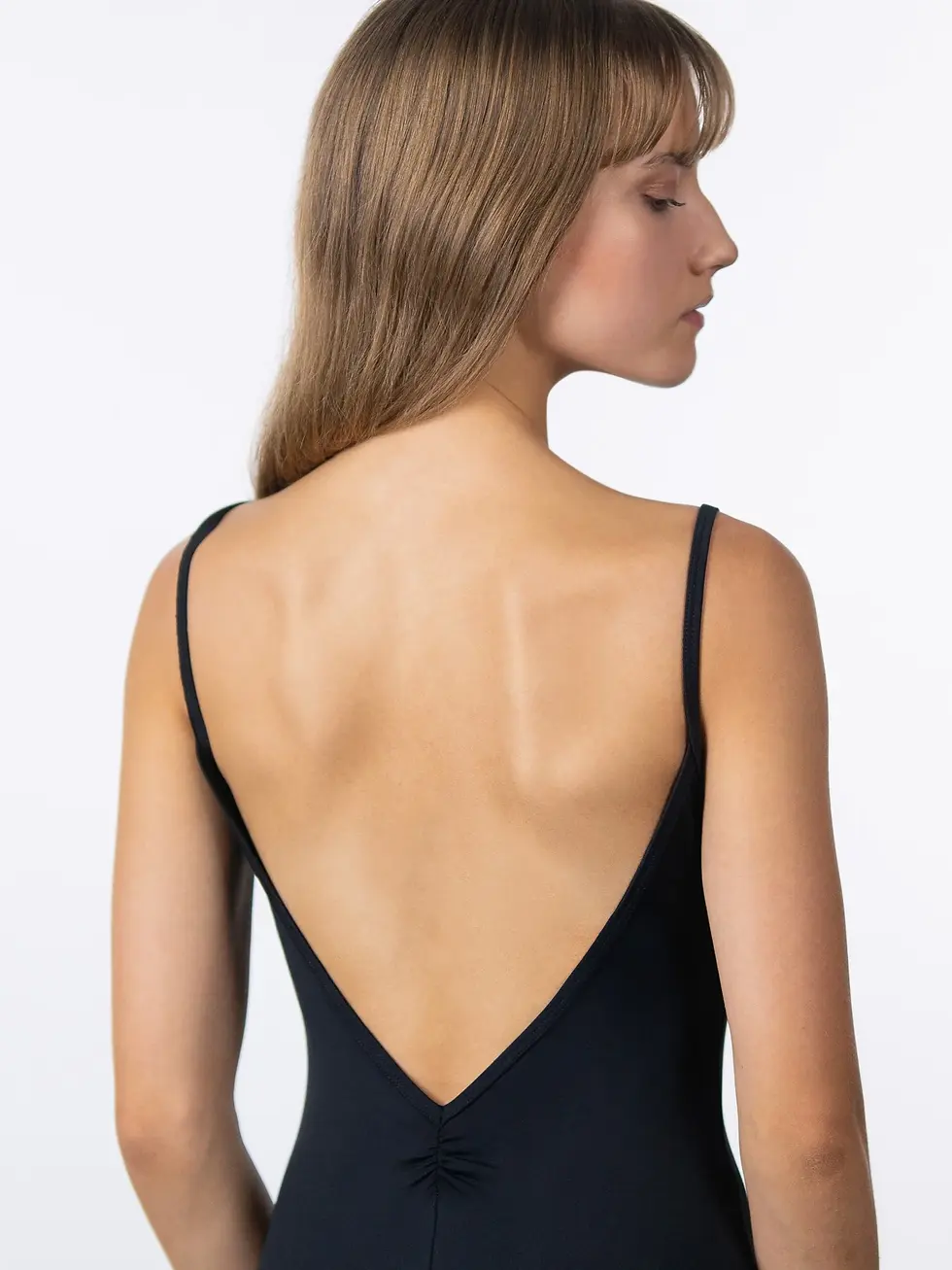 Lace Panel Camisole Leotard Black Back View