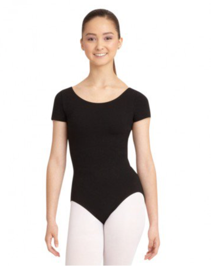 Short Sleeve Leotard Black Front View