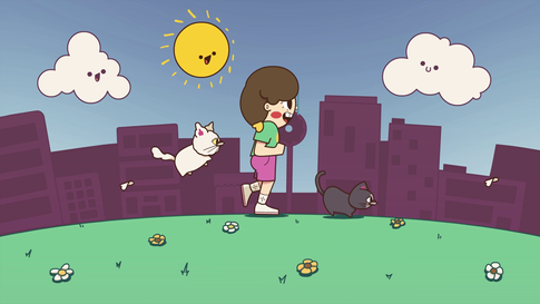 Ilustración digital de personaje chibi caminando