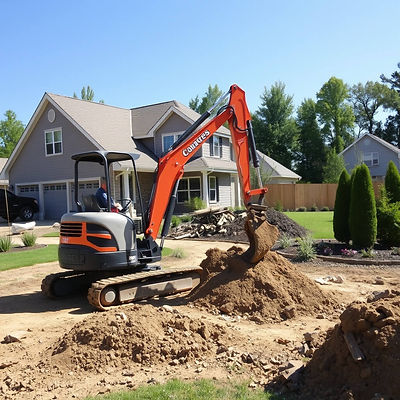 infrustrator home building site doing landscape removal with a small excavator compress.jp