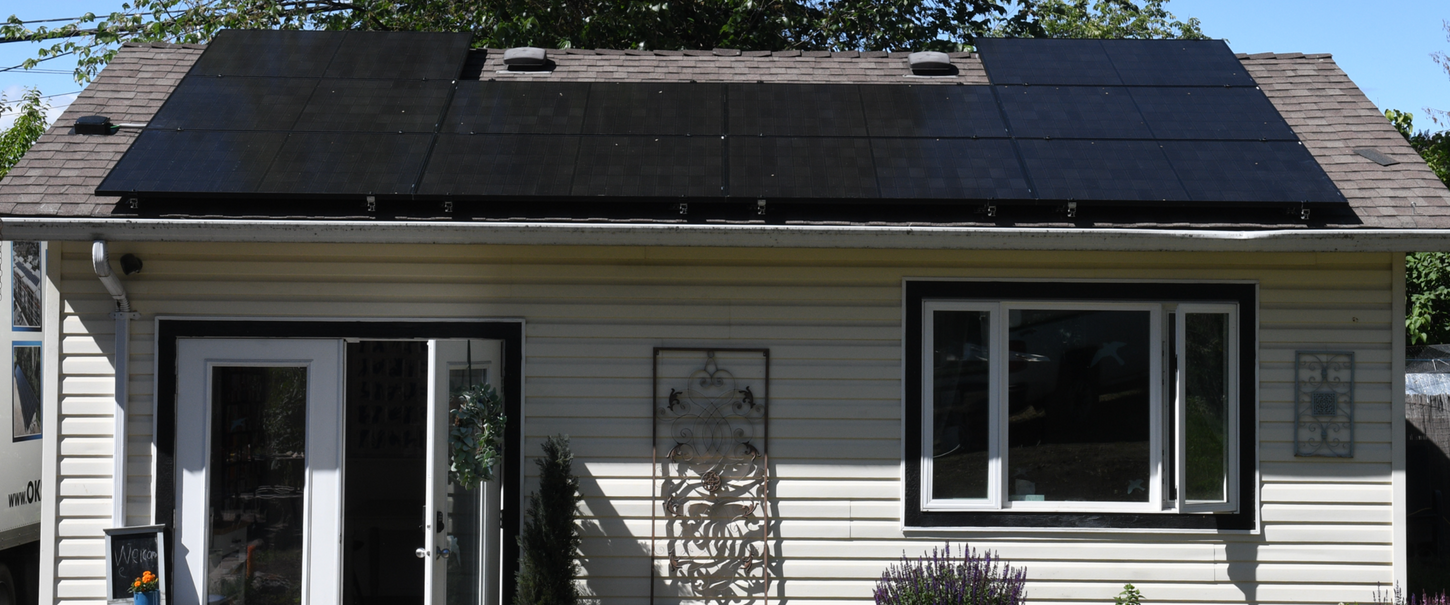 Solar on roof of a white house